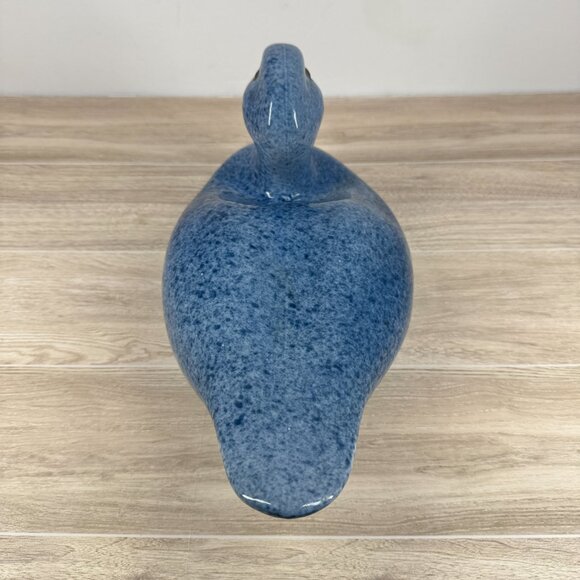 Calico China Blue Speckled Duck Figurine Vintage Ceramic Home Decor - Picture 3 of 12